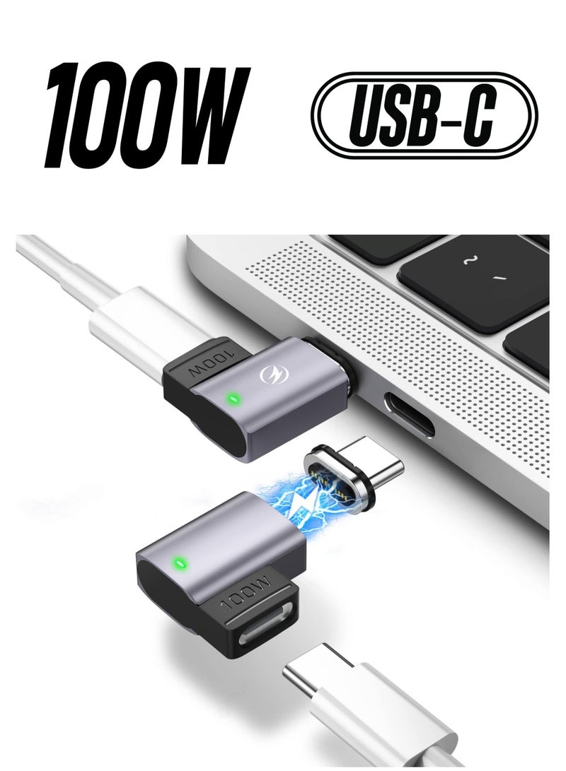 SYOSI USB C Magnetic Adapter, 2 Pack Magnetic USB C Adapter, 11Pins Right Angle USB C 90 Degree Adapter with PD 100w Charge USB2.0 480Mbps Data Transfer Compatible with MacBook Pro/Air USB-C Laptop/Devices - Image 1
