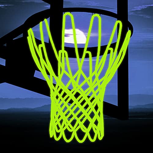 NEIJIANG Glow Basketball Net, Nightlight Basketball Net Luminous Outdoor Portable Sun Powered Sport Nylon (Green) - Image 1