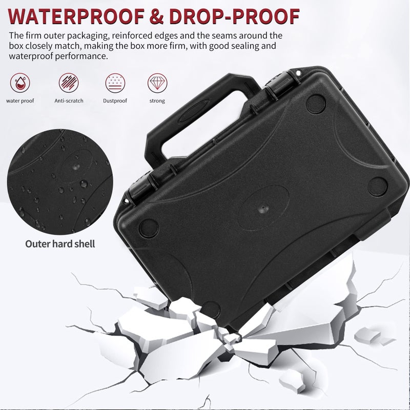 TORIBIO Wireless Microphone Case, Hard Carrying Case with Customizable Foam, Portable Storage Case, IP67 Waterproof Anti-fall Box, Equipment Protector Case for Travel Outing, 11.6"x8.1"x4", Black - Image 3