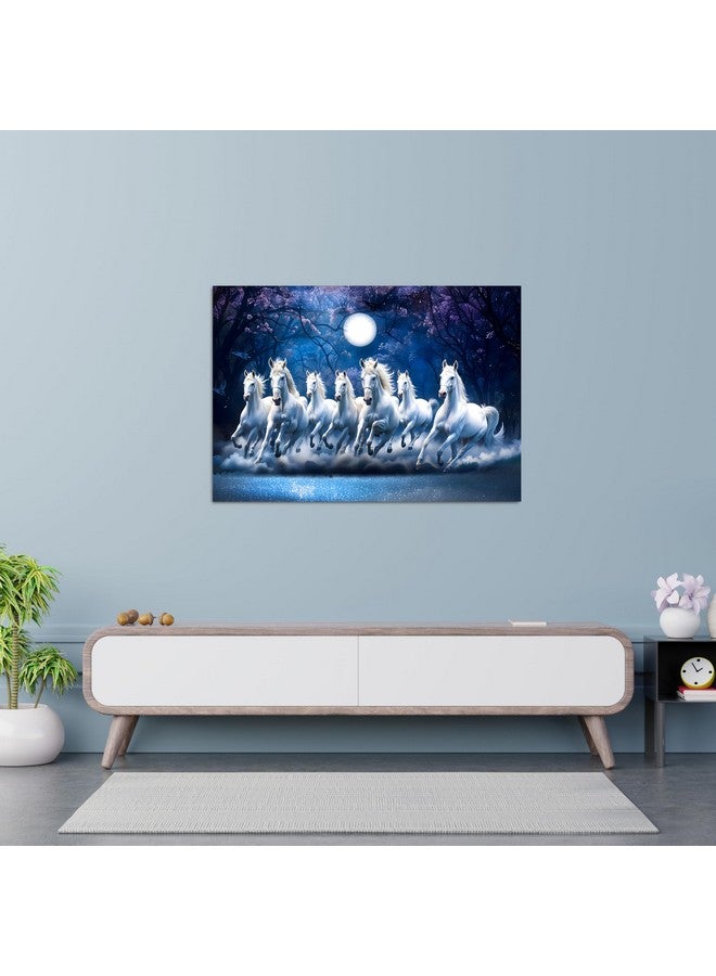 Rousrie Rousrie Big Size Premium Canvas 7 Running Horses Painting As Per Vastu | Best For Wall Decoration Of Living Room | Wooden Canvas Printed Premium Collection (Design 5, 18 x 12 Inch, Unframed) - Image 4