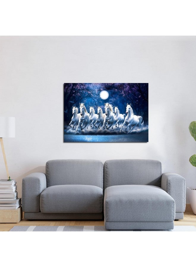 Rousrie Rousrie Big Size Premium Canvas 7 Running Horses Painting As Per Vastu | Best For Wall Decoration Of Living Room | Wooden Canvas Printed Premium Collection (Design 5, 18 x 12 Inch, Unframed) - Image 5