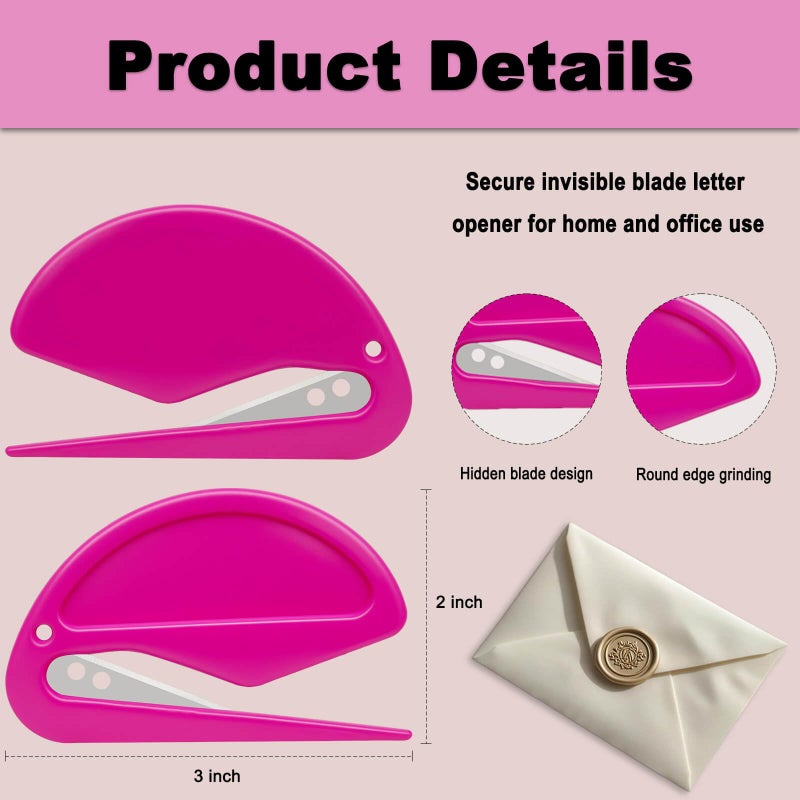 ZONICE 6 Pack Letter Opener Envelope Slitter â€“ Envelope Opener for Women Men,Office Worker,Graduate Students,Home,Office,Postal.Mail Opener with Safety Concealed Sharp Blade Neatly Opened Without Damage - Image 3
