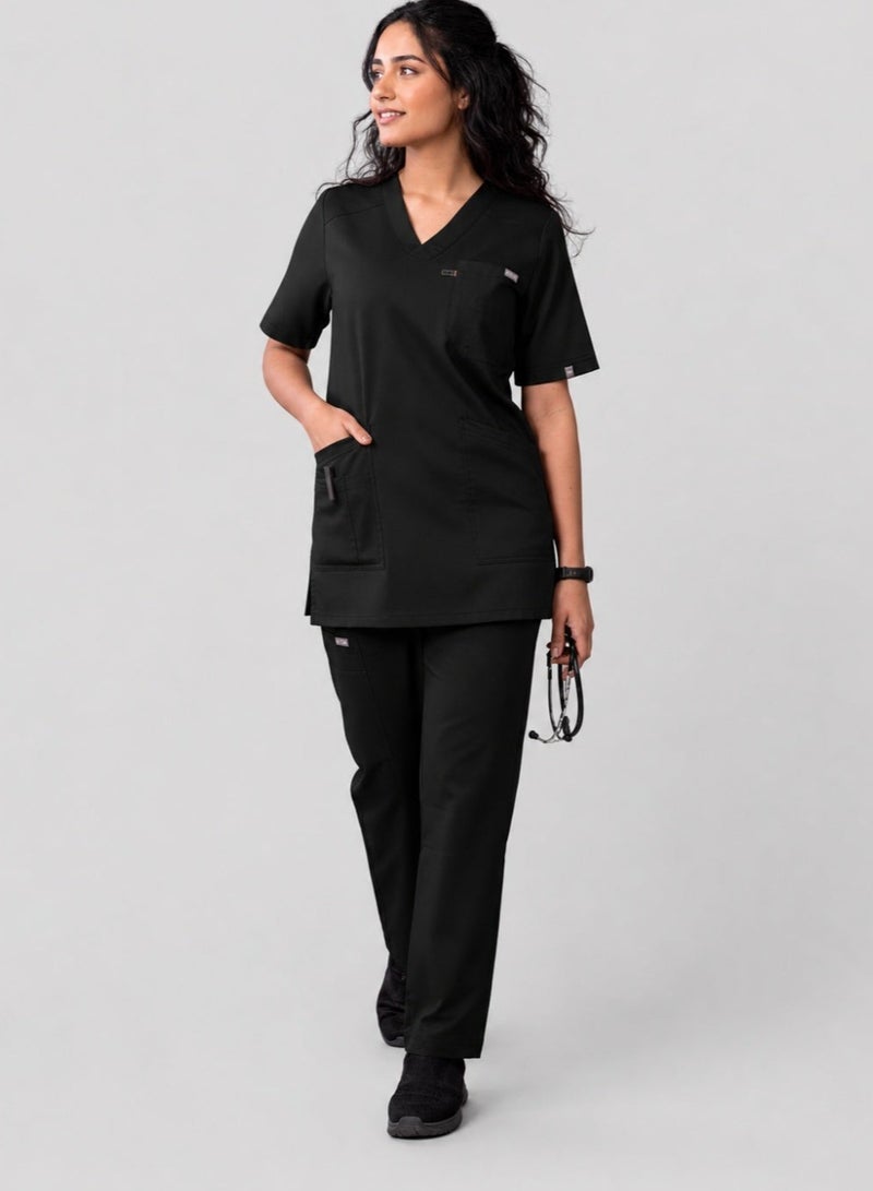 ZOZAZA Scrub Suit for Women, Medical Uniform for Nurses, Doctors & Dentists, Hospital, Clinic & OT Wear, 5 Pockets, V-Neck Top & Pant Set, Poly-Viscose Fabric Soft & Breathable - Image 1