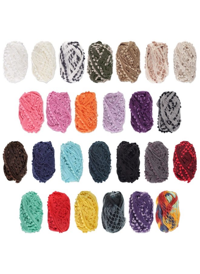 BambooMN Jubileeyarn Pom Pom Fishnet Yarn 50G Mini Bonbons Variety Pack 6 Skeins  - Image 1