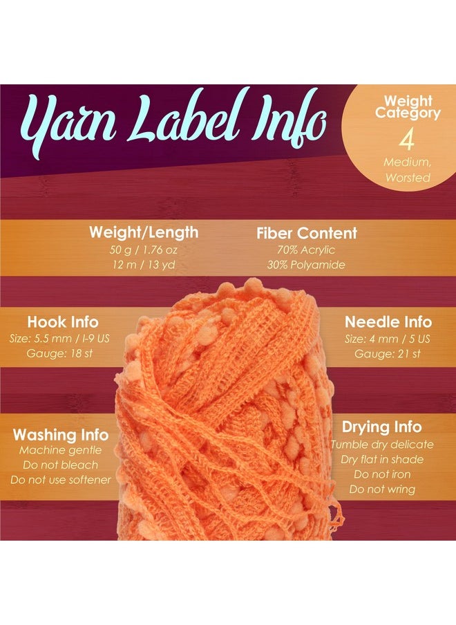 BambooMN Jubileeyarn Pom Pom Fishnet Yarn 50G Mini Bonbons Variety Pack 6 Skeins  - Image 3