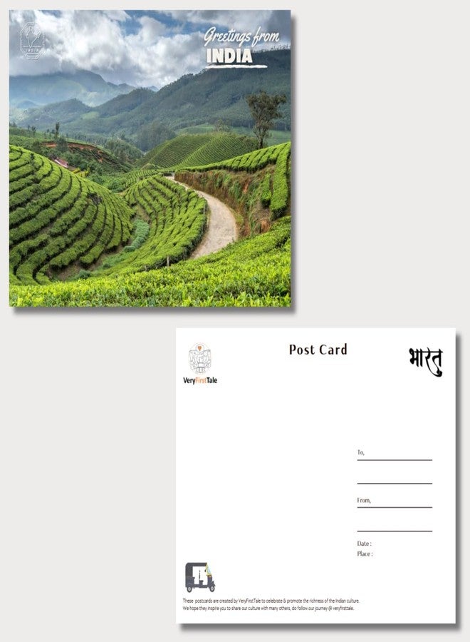 VERYFIRSTTALE India Postcards | Greetings From India - Munnar Tea Gardens Postcard | Pack of 5 | Postcard From India | Indian Souvenirs | Glossy Finish | 14 cms x 10.7 cms with FREE Envelopes | Postcards of India - Image 5