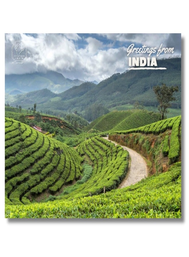 VERYFIRSTTALE India Postcards | Greetings From India - Munnar Tea Gardens Postcard | Pack of 5 | Postcard From India | Indian Souvenirs | Glossy Finish | 14 cms x 10.7 cms with FREE Envelopes | Postcards of India - Image 1