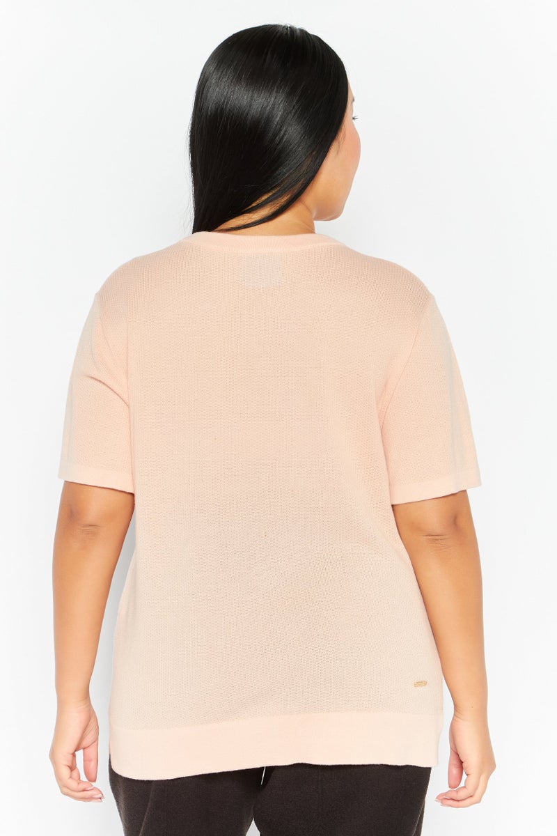 SKECHERS Women Sportwear Fit Textured Training T Shirt, Peach - Image 3