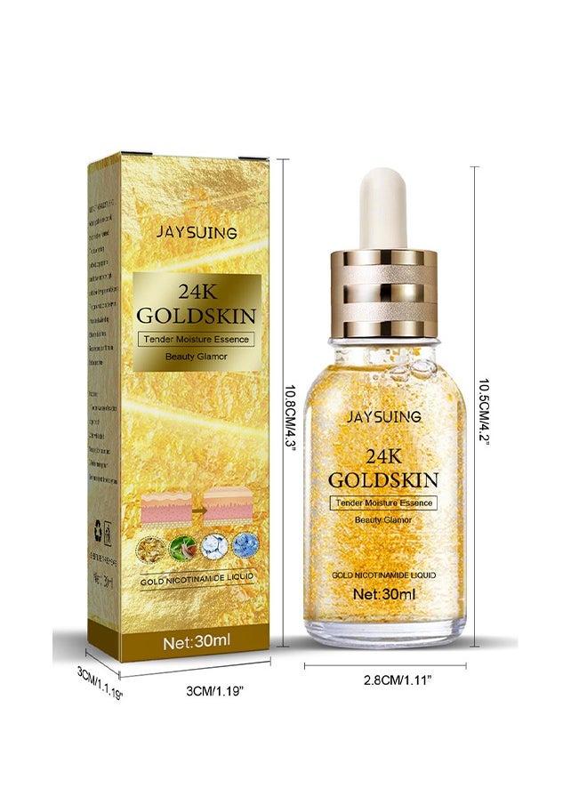 Jaysuing - 24K Gold Skin,Collagen Lifting Essence, Has The Effect Of Improving Fine Lines, Tightening The Skin, Brightening The Skin, Anti-Wrinkle Skin Repair Moisture Firming Lifting Serum 30ml - Image 1