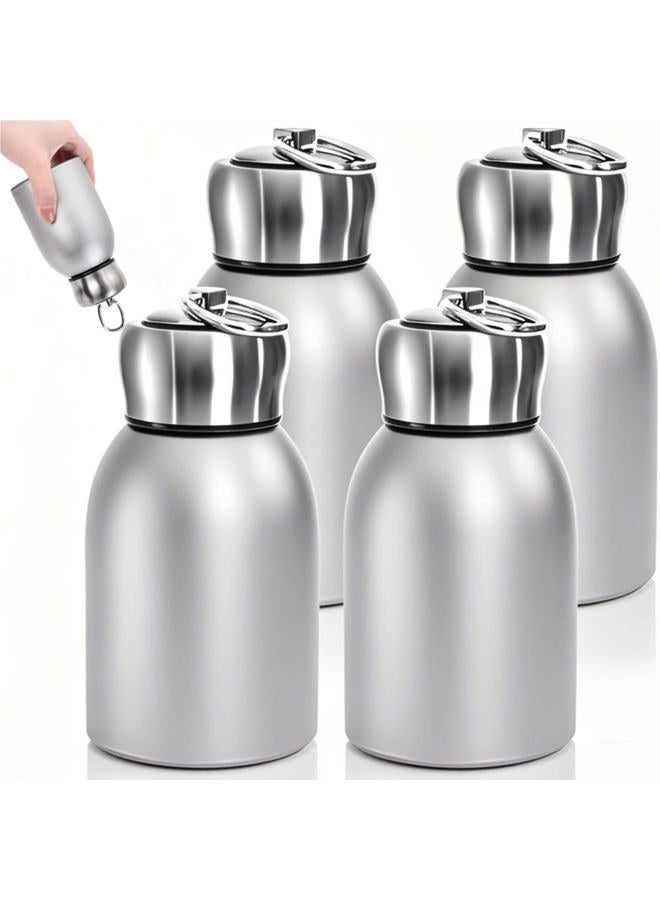 AVLA 4 Pack 10oz Mini Stainless Steel Water Bottle, Vacuum Insulated Sport Tumbler Cup, Leak-Proof Travel Coffee Mug for Hot and Cold Drinks, Women Gifts, Lunch Bag Camping Hiking Trips, Silver - Image 1