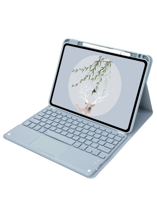 Generic Suitable For IPad 10.2 Keyboard Protective Cover Pro11 Round Key Cap Air5 Right Slot Wonderful Control Keyboard Cover 10 Generation-Color:Misty Blue + Mist Blue Square Cap Touch-Product Type:ipad 10.2/10.5  - Image 1