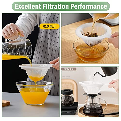 Elesunory 2PCS 450 Mesh Fine Mesh Filter with PP Material Non-Slip Anti-Scalding Handle Safe and Durable Sieve for Kitchen Tea Soy Milk Coffee Juice, 12.72x6.85x3.86 inch - Image 3