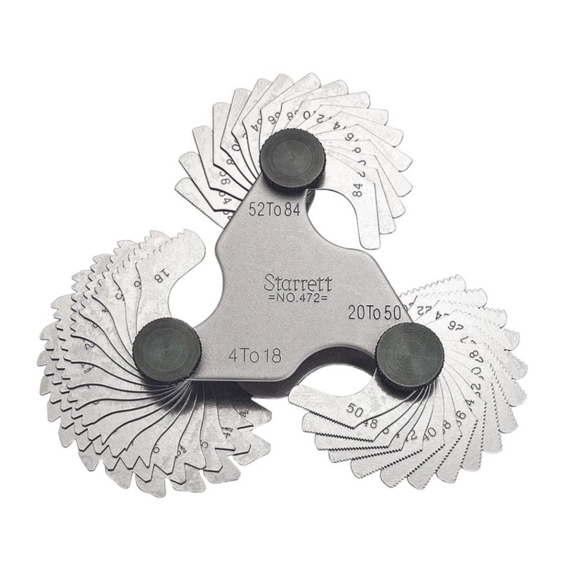 Starrett Steel Screw Pitch Gage with Locking Device  Ideal for Construction Work and Home Improvement  484 TPI 51 Number of Leaves  472 - Image 1