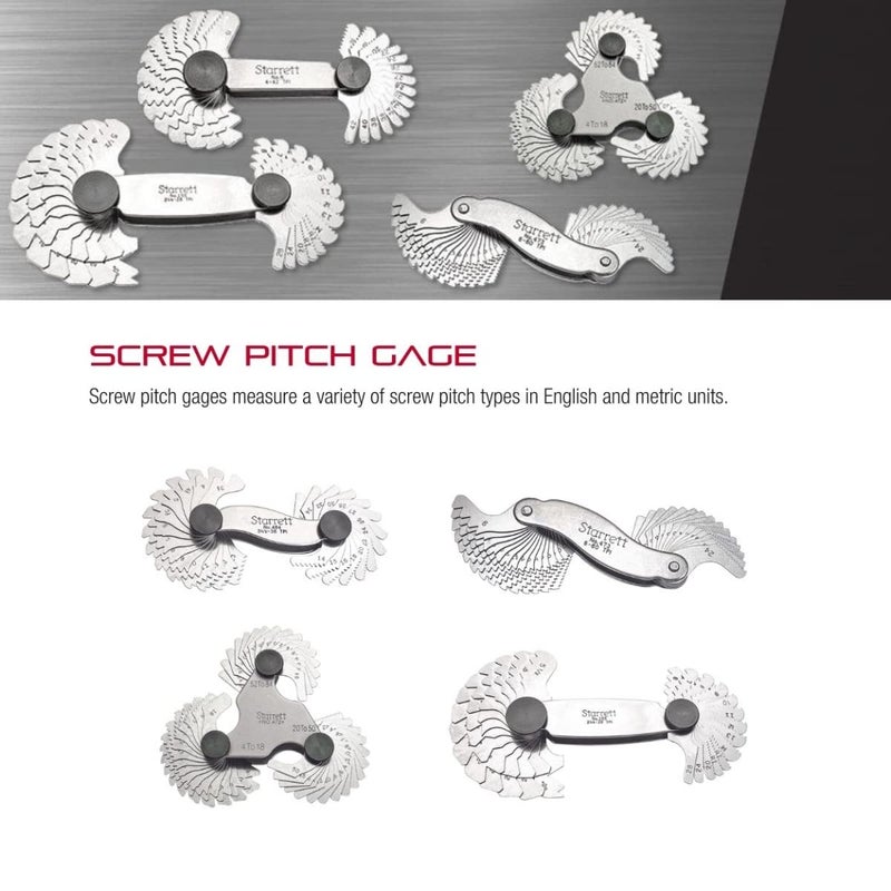 Starrett Steel Screw Pitch Gage with Locking Device  Ideal for Construction Work and Home Improvement  484 TPI 51 Number of Leaves  472 - Image 3