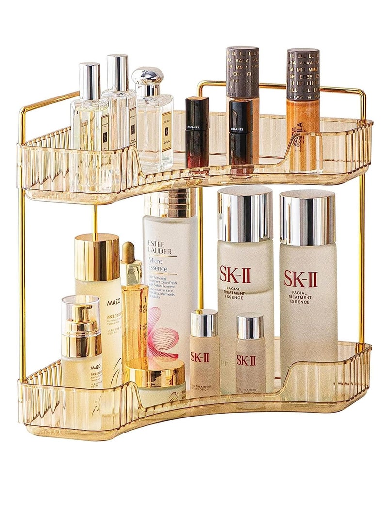 Sharpdo Corner Countertop Organizer Makeup Organizer 2 Tier Bathroom Organizer for Perfumes and Makeups Skincare Toiletries ect Multifunctional Organizer Rack for Dresser Bedroom Living Room Bathroom - Image 2