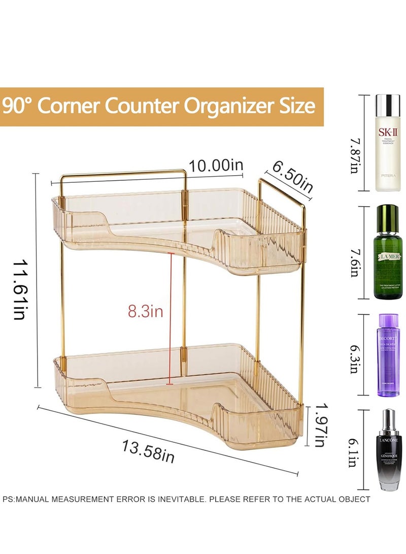 Sharpdo Corner Countertop Organizer Makeup Organizer 2 Tier Bathroom Organizer for Perfumes and Makeups Skincare Toiletries ect Multifunctional Organizer Rack for Dresser Bedroom Living Room Bathroom - Image 4