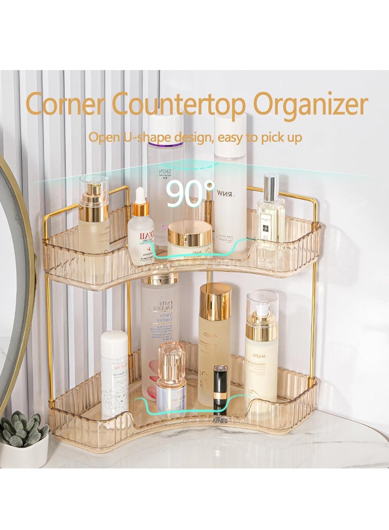 Sharpdo Corner Countertop Organizer Makeup Organizer 2 Tier Bathroom Organizer for Perfumes and Makeups Skincare Toiletries ect Multifunctional Organizer Rack for Dresser Bedroom Living Room Bathroom - Image 3