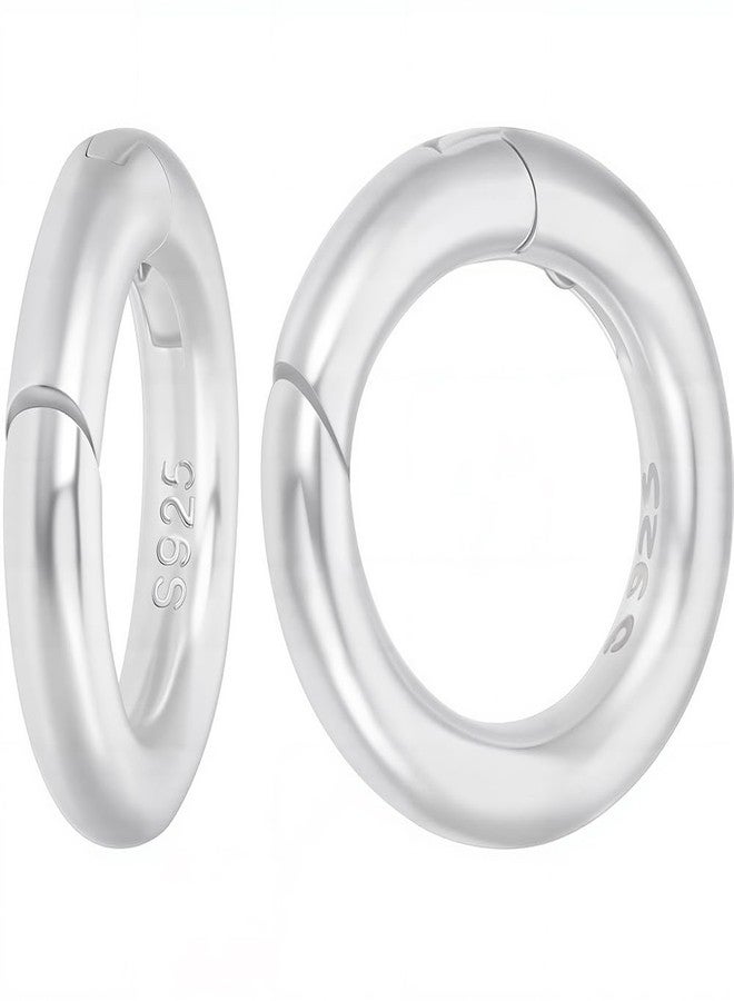 CREATCABIN 2Pcs Spring O Rings Gate Rings 925 Sterling Silver Snap Clip Small Clamp Clasps Round Smooth Clasp Closures Findings Connectors for Jewelry Making DIY Necklace Bracelet 12mm - Image 1