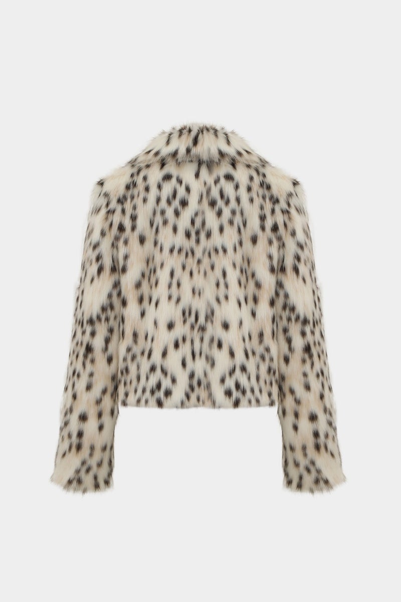 Açelya Okcu Premium Leopard Pattern Baby Collar Faux Fur Women's Jacket  - Image 2
