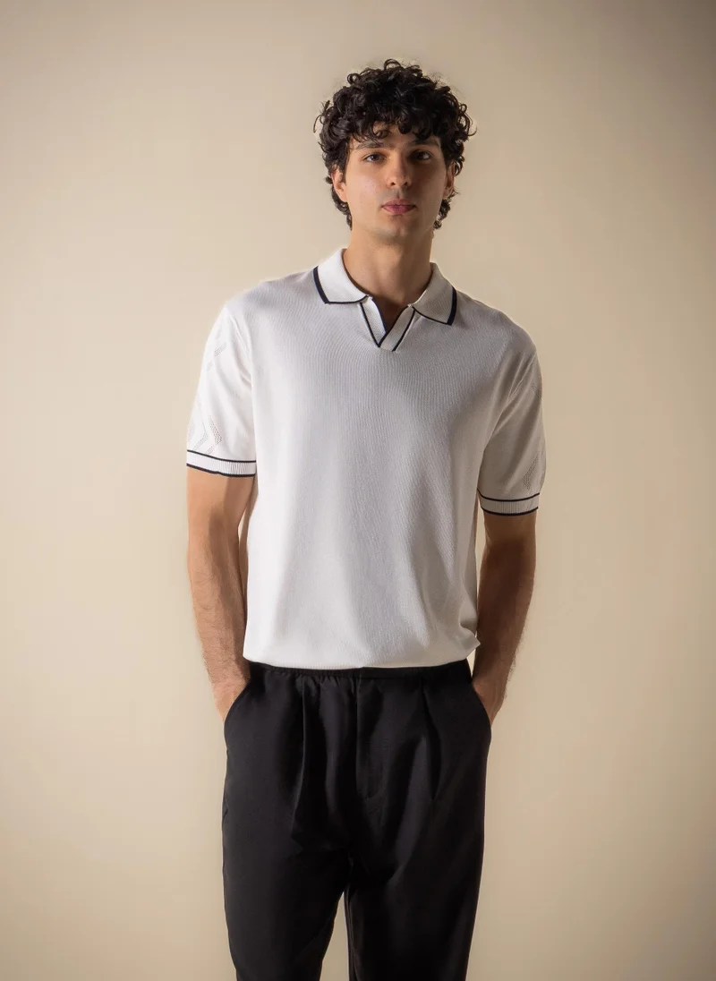 شايبس CONTRAST FINE KNIT POLO SHIRT