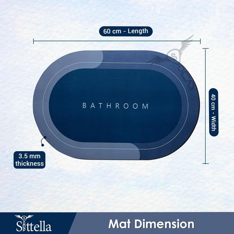 SITTELLA® Bathroom Door Mat | Anti Slip Floor Mat for Home and Kitchen | Anti Skid Water Soaking Bathroom Mat | Super Water Absorbent Rubber Foot Mat (Blue - 40 x 60 cm) - Image 2
