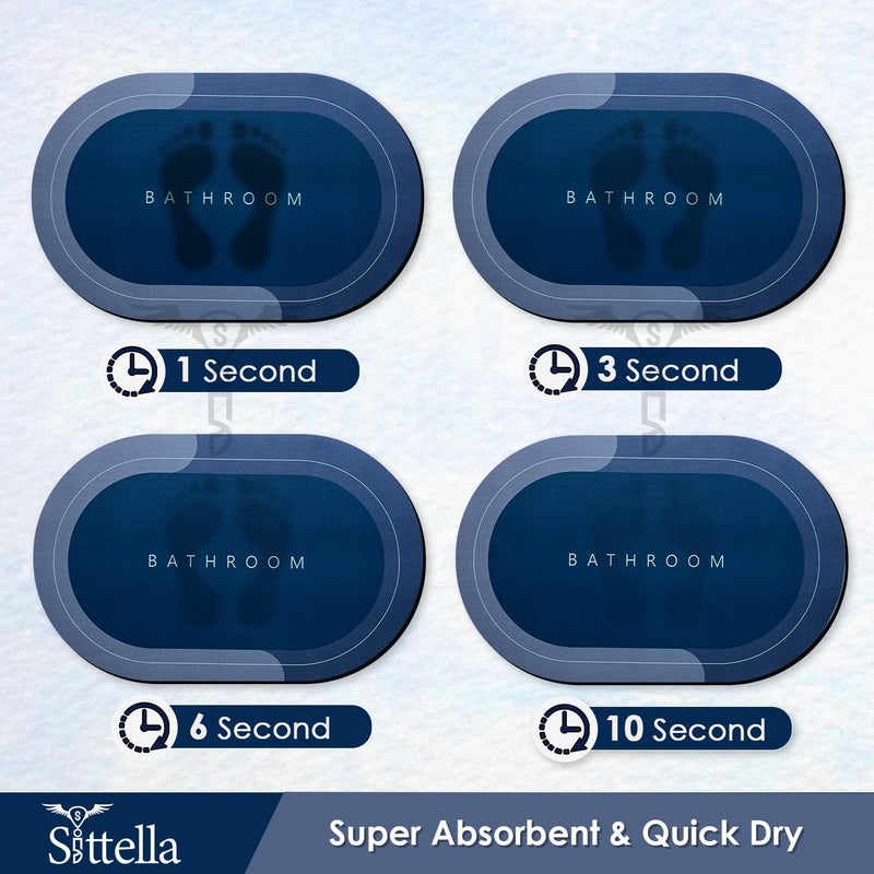SITTELLA® Bathroom Door Mat | Anti Slip Floor Mat for Home and Kitchen | Anti Skid Water Soaking Bathroom Mat | Super Water Absorbent Rubber Foot Mat (Blue - 40 x 60 cm) - Image 5