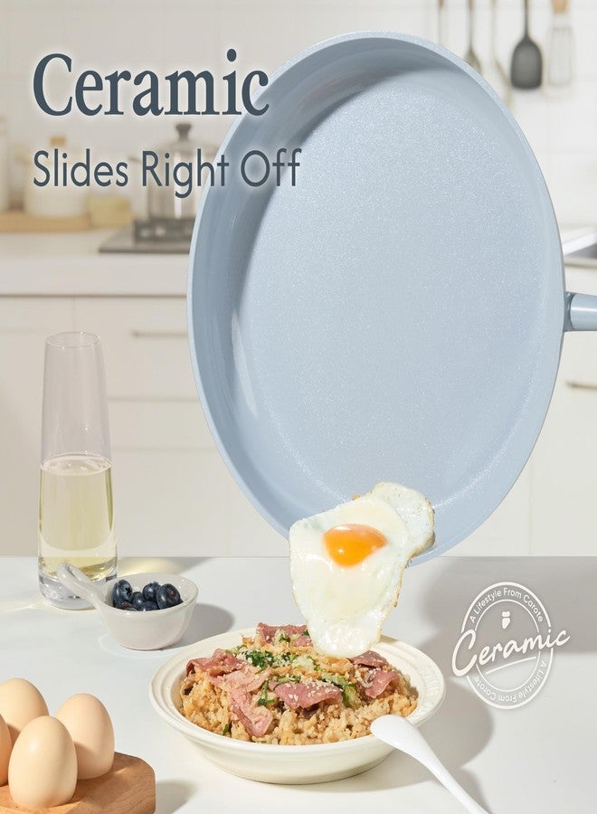 CAROTE Ceramic Cookware Set Nonstick, 9pcs Pots and Pans Set Non stick, Non-Toxic & PFAS-Free,Dishwasher/Oven Safe, RV/Camping Cookware Set,Sauce Pan with Lid, Blue - Image 3