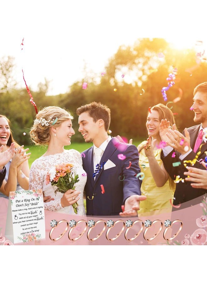 Woanger Put a Ring on It Bridal Shower Game with 50 Fake Rings, Rustic Greenery Theme Wedding Shower Games Wedding and Engagement Rings and Not Say Bride Rules Cards(Flowers,Rose Gold) - Image 5