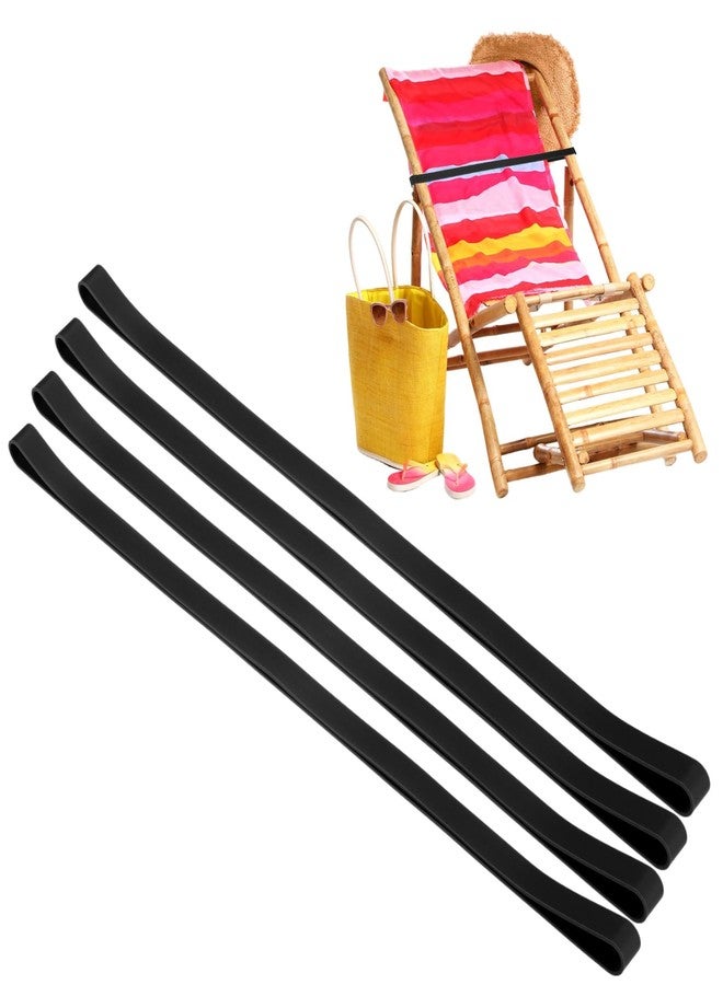 M METERXITY 4-Pack Towel Bands for Beach Chairs, Reusable Beach Towel Clips Elastic Windproof Strap Holder for Cruise Ship/Pool Chairs/Vacation Essentials [Black] - Image 1