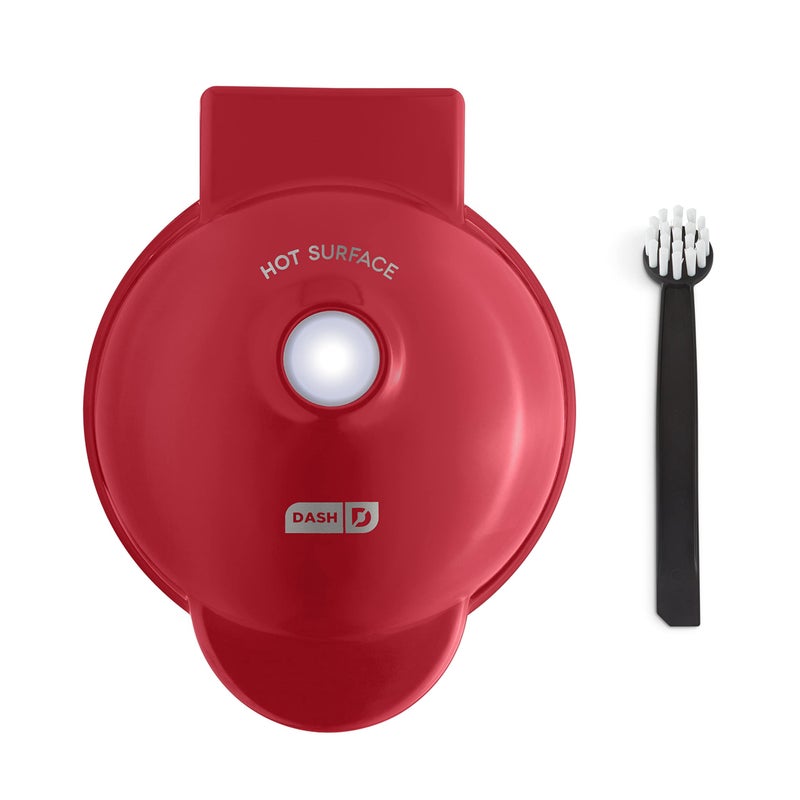Dash DASH Deluxe Mini Maker for Individual Waffles Hash Browns Keto Chaffles with Included Brush and Cord Wrap and Easy to Clean NonStick Surfaces 4 Inch Apple Red 