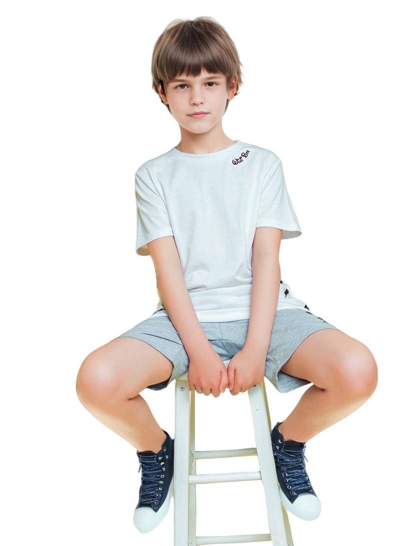 WiNi BEE Boys T-Shirts Short Sleeve White Cotton Boys Clothes Zippers Tees Kids Tops Summer Teenage Children Clothes 8 10 12 14 16 Years  - Image 1