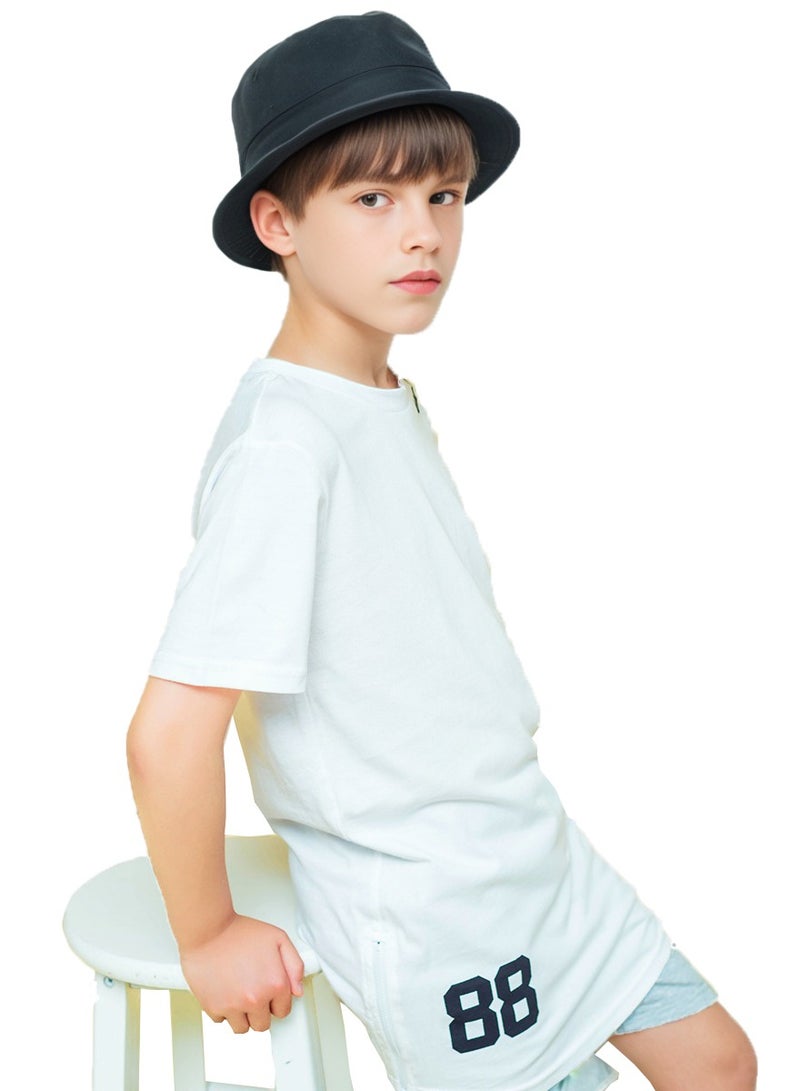 WiNi BEE Boys T-Shirts Short Sleeve White Cotton Boys Clothes Zippers Tees Kids Tops Summer Teenage Children Clothes 8 10 12 14 16 Years  - Image 2