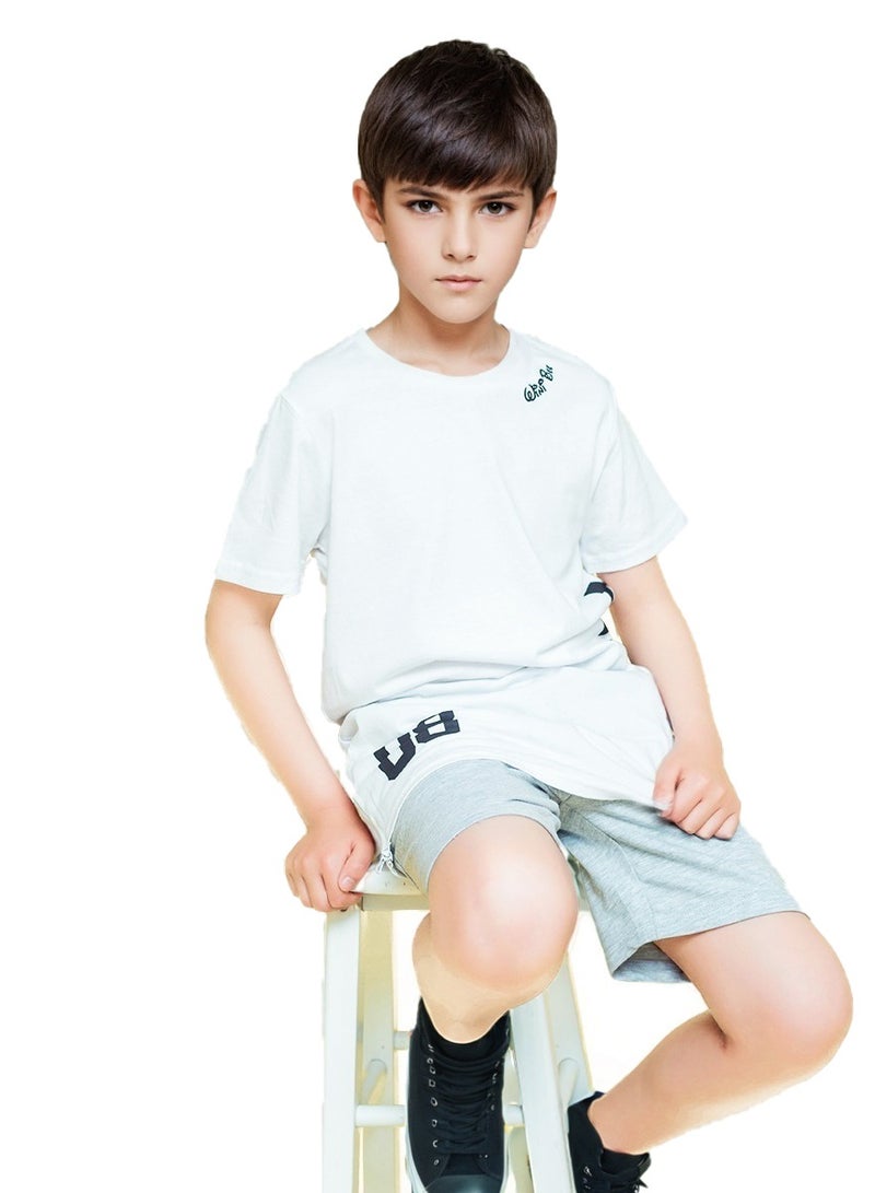 WiNi BEE Boys T-Shirts Short Sleeve White Cotton Boys Clothes Zippers Tees Kids Tops Summer Teenage Children Clothes 8 10 12 14 16 Years  - Image 3