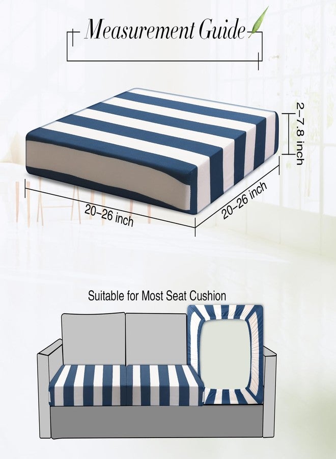 نيووي، 8 قطع من أغطية الوسائد المطاطية للفناء، أغطية وسائد خارجية مخططة، بديل لأغطية أثاث الفناء، غطاء أريكة، غطاء كرسي، قماش رقيق، ناعم، مرن، واقي (رمادي داكن/أزرق) - Image 2