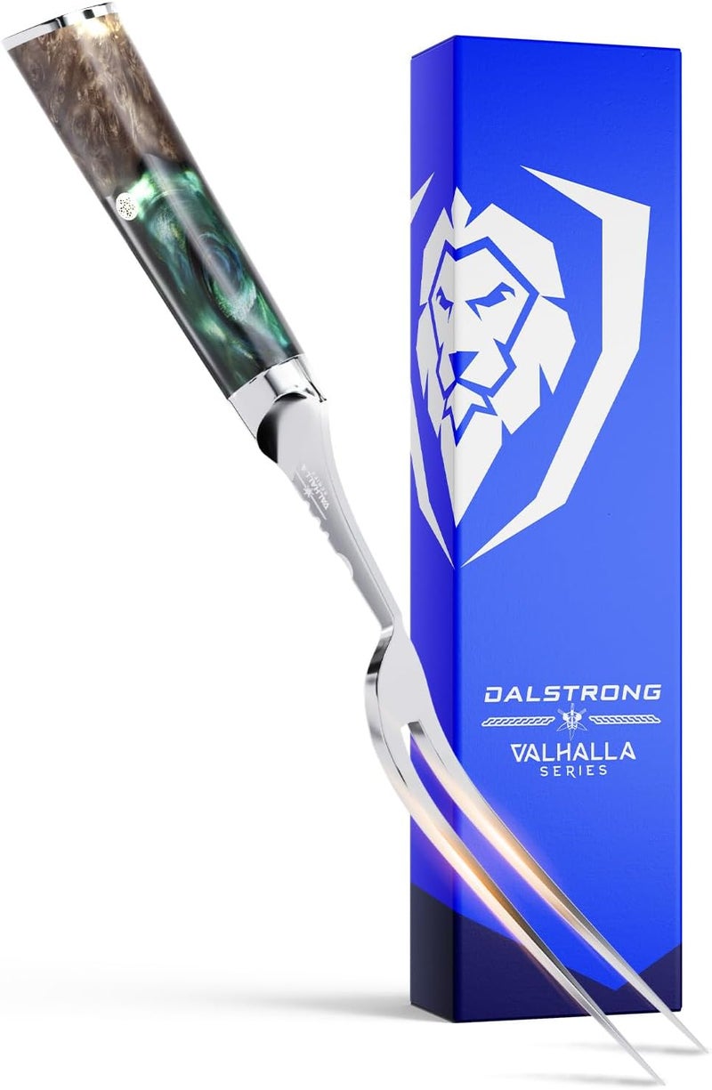 Dalstrong Meat Fork - 7.7 inch - Valhalla Series - High Carbon Steel BBQ - Professional Barbecue Carving Fork- Celestial Resin & Wood Handle - Kitchen Utensils - Two Pronged Fork - Image 1