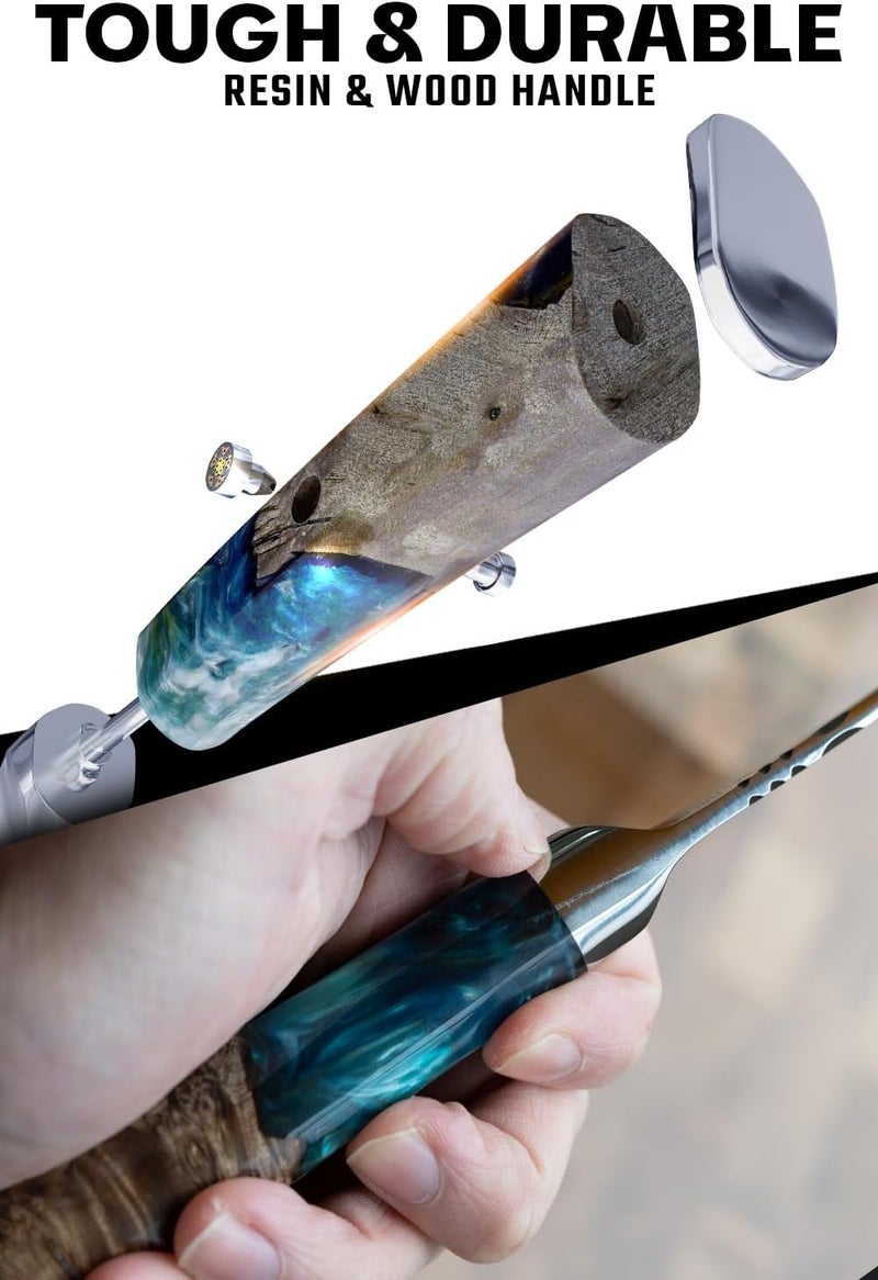 Dalstrong Meat Fork - 7.7 inch - Valhalla Series - High Carbon Steel BBQ - Professional Barbecue Carving Fork- Celestial Resin & Wood Handle - Kitchen Utensils - Two Pronged Fork - Image 3