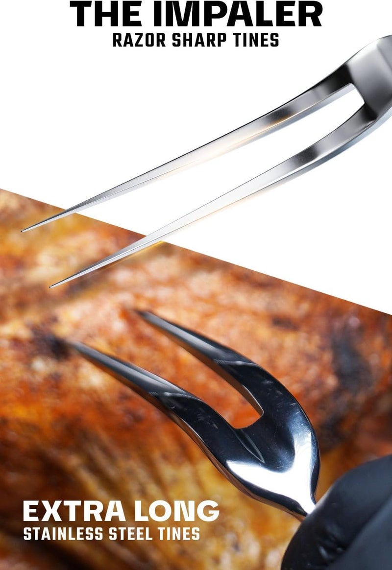 Dalstrong Meat Fork - 7.7 inch - Valhalla Series - High Carbon Steel BBQ - Professional Barbecue Carving Fork- Celestial Resin & Wood Handle - Kitchen Utensils - Two Pronged Fork - Image 2