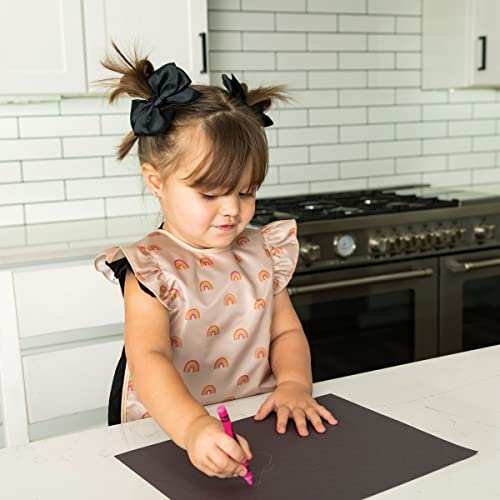 Tiny Twinkle Short Sleeve Apron Baby & Toddler Bib for Girls – Waterproof, Mess-Proof Bibs for Eating & Feeding, Machine Washable,Perfect Holiday Gift (Boho Rainbow, 2-4Y) - Image 4