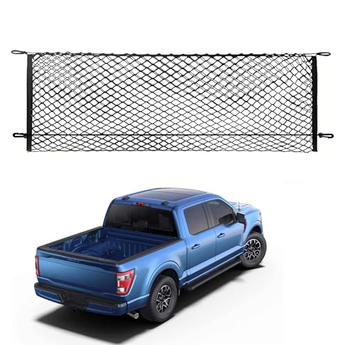 Leezhen Bed Cargo Net Compatible with 2015-2025 Ford F150, F250, F350 Trucks, Black, Polypropylene (PP) Material, ABS Hooks - Image 1