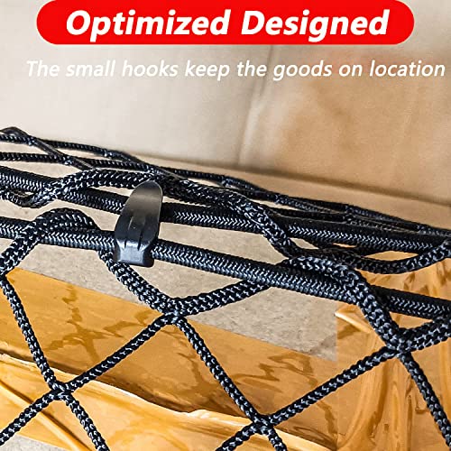 Leezhen Bed Cargo Net Compatible with 2015-2025 Ford F150, F250, F350 Trucks, Black, Polypropylene (PP) Material, ABS Hooks - Image 3