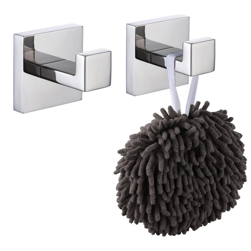 KOKOSIRI Bath Towel Hook Wall Mount Square Robe Hook Coat Hook Bathroom Kitchen Garage Heavy Duty Wall Mounted SUS 304 Stainless Steel Polished Chrome B1010CHP2