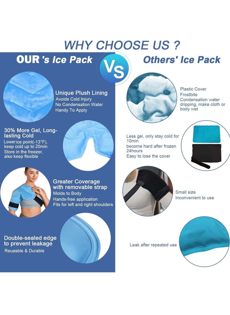 Generic - Ice Pack for Shoulders, Reusable Gel Cold Compress Shoulder Wraps for Rotator Cuff Injuries, Swelling, Upper Back Pain Relief, Compression Brace for Injuries - Image 1