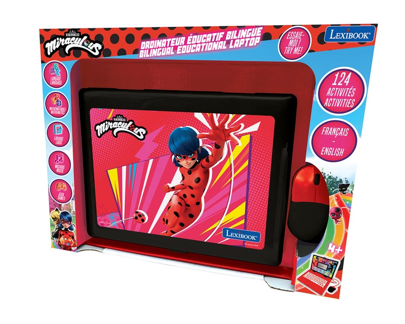 ليكسيبوك Lexibook Miraculous - التعليمية والثنائية اللغوية المحمول الإنجليزية/الإسبانية - لعبة للأطفال للأطفال (الأولاد والبنات) 124 أنشطة تعلم لعب الألعاب والموسيقى مع الخنفساء - Red/Black JC598MII2 - Image 3