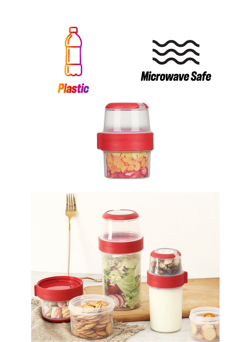 Vermaney Breakfast On The Go Cup Double Layer Leak-proof Cereal and Milk Container Portable Food Storage Container for Salad Yogurt Fruit and Nut, Microwave & Freezer Safe (150ml+150ml) - Image 1