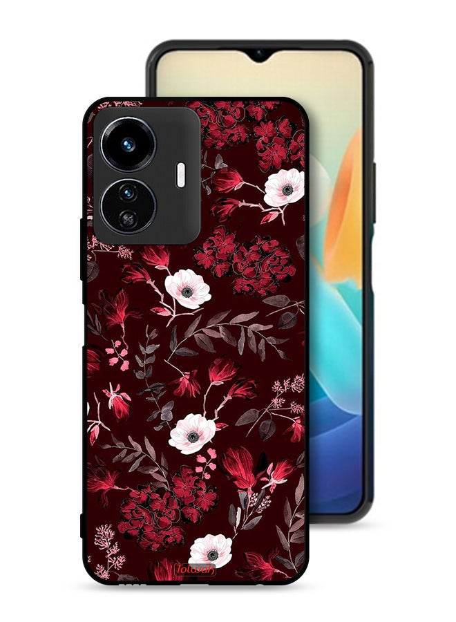 Tolwak Vivo Y77 5G Protective Case Cover Small Flowers And Tropical Leaves - Image 1