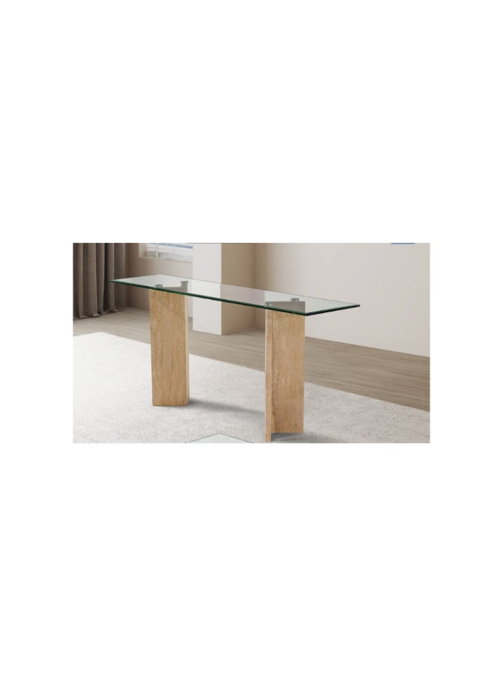 ليلت للأثاث طاولة مدخل من الرخام طبيعي بيج - 180x45x80 سم - Image 1