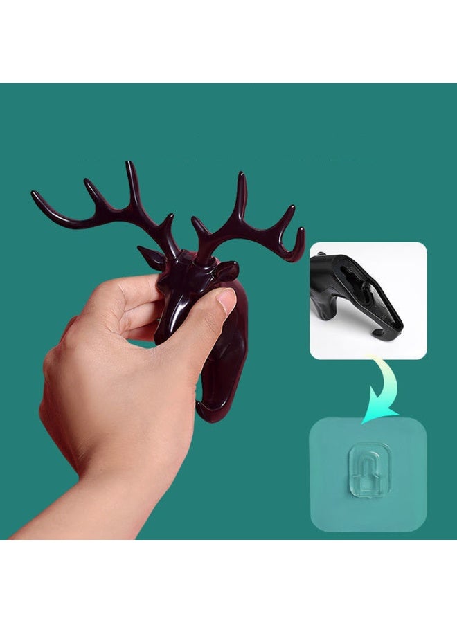 3packs 3D رأس الغزلان الثقيلة واجب جدار جبل الخطايات مجموعات الالتصاق الذاتي الإبداعي القديم معلقة الخطايات ديكور المنزل حمام منشفة خطايات مدخل مفتاح قبعة الخطايات - Image 3