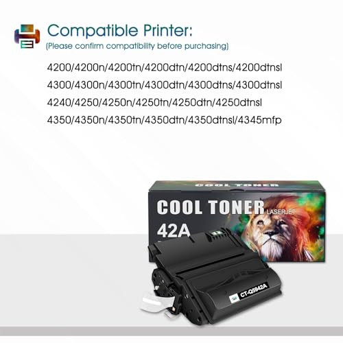 Cool Toner Compatible Toner Cartridge Replacement for HP 42A Q5942A 42X Q5942X Q1338A for HP 4250 4200 4350 4300 4250N 4240 4350N 4250TN 4250DTN 4350DTN 4350TN Printer Ink (Black, 1-Pack) - Image 2