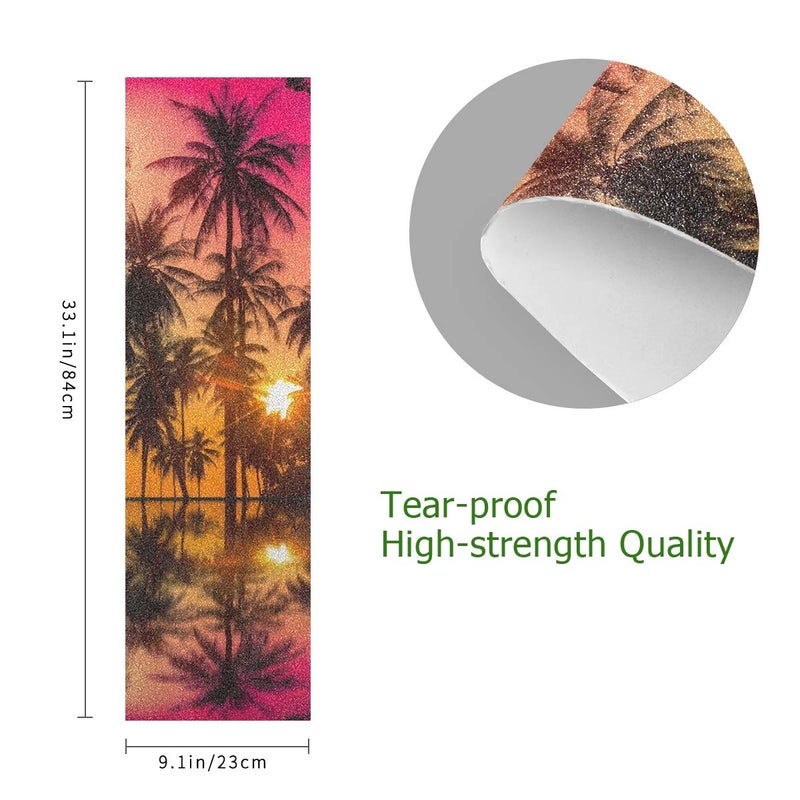 senya Skateboards Grip Tape Vintage Coconut Palm Tree at Sunset Longboards Griptape Sandpaper for Rollerboard - Image 3