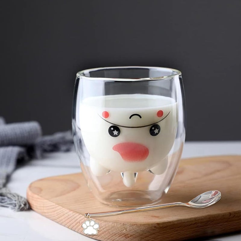 Binoster Unicorn Mug Cute Mugs Glass Double Wall Insulated Glass Espresso Cup Coffee Cup Tea Cup Milk Cup Kawaii Gifts for women girls friends Christmas Birthday Unicorn - Image 4